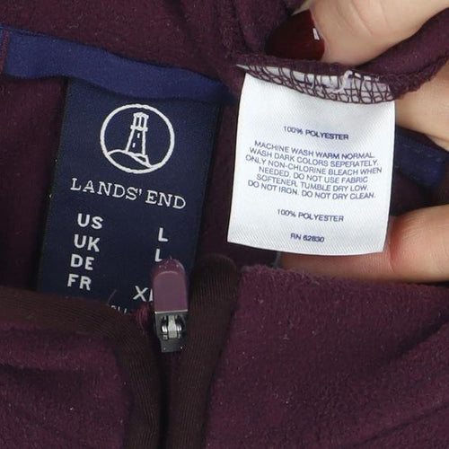 Lands' End Women's Burgundy Fleece 1/2 Zip Pullover Sweatshirt Size L