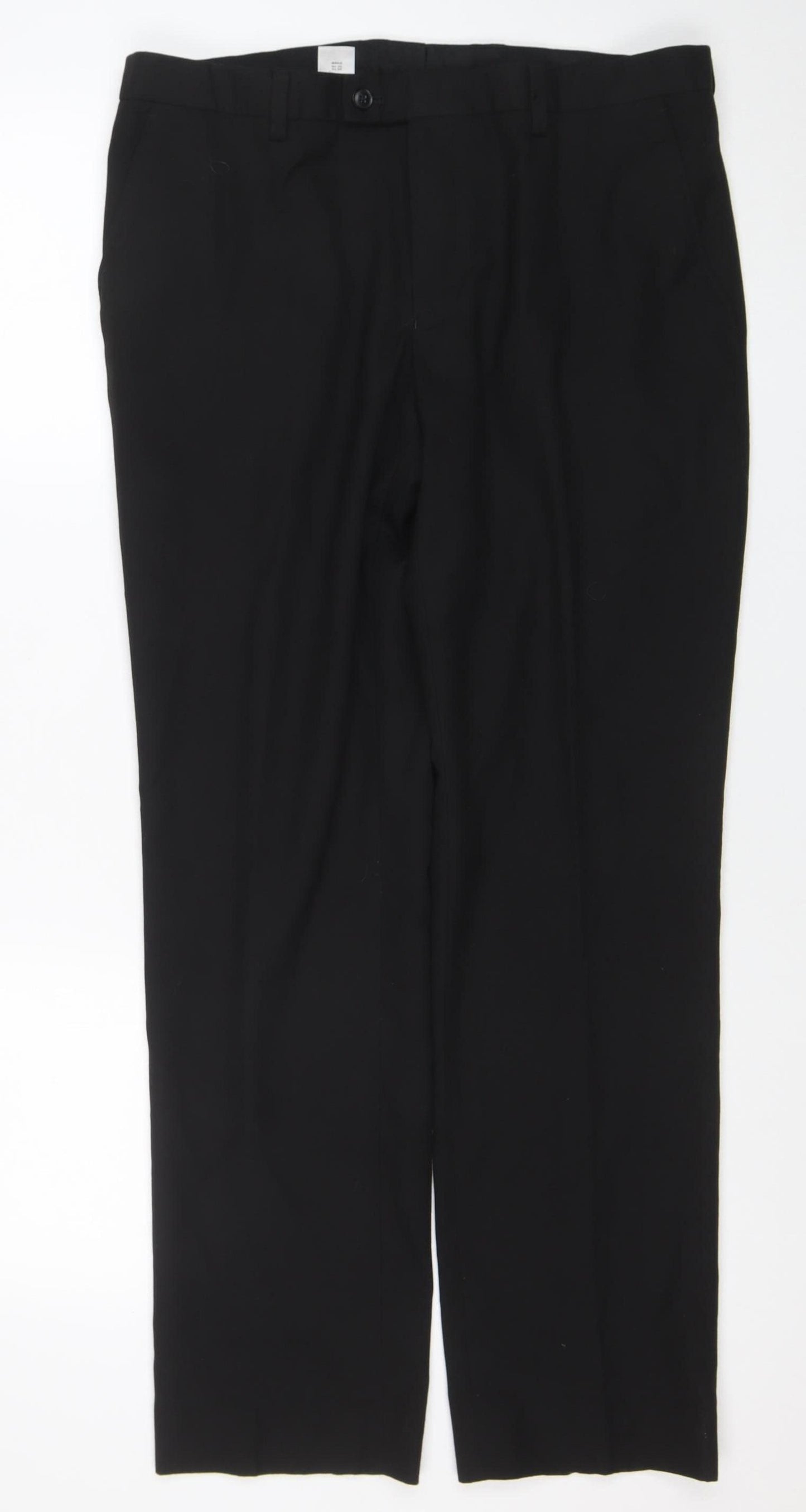Next Men's Black Formal Trousers 34R Regular Fit Machine Washable