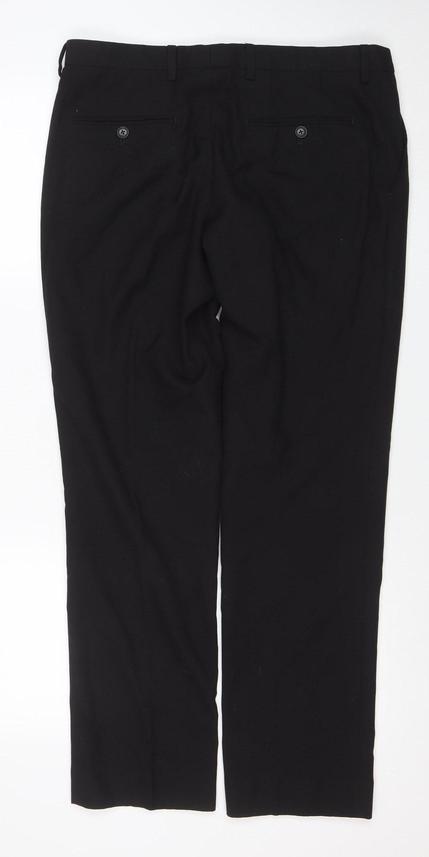 Next Men's Black Formal Trousers 34R Regular Fit Machine Washable