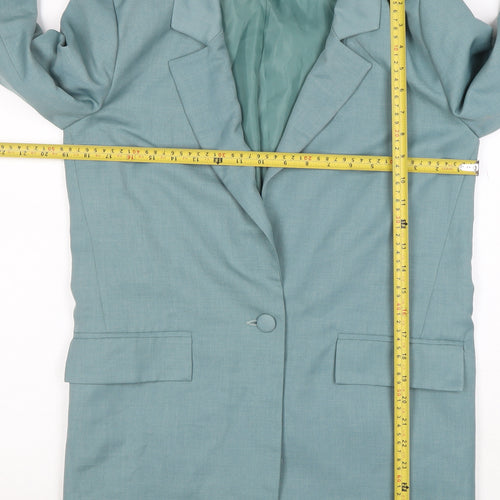 ASOS Women Teal Blue One-Button Long Blazer Jacket Size UK 6