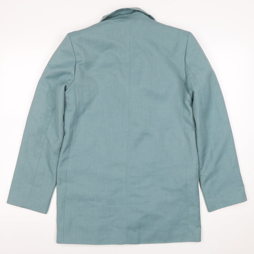ASOS Women Teal Blue One-Button Long Blazer Jacket Size UK 6
