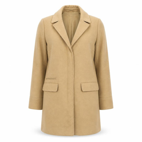 Topshop Women’s Petite Beige Wool Blend Mid-Length Coat Size 4