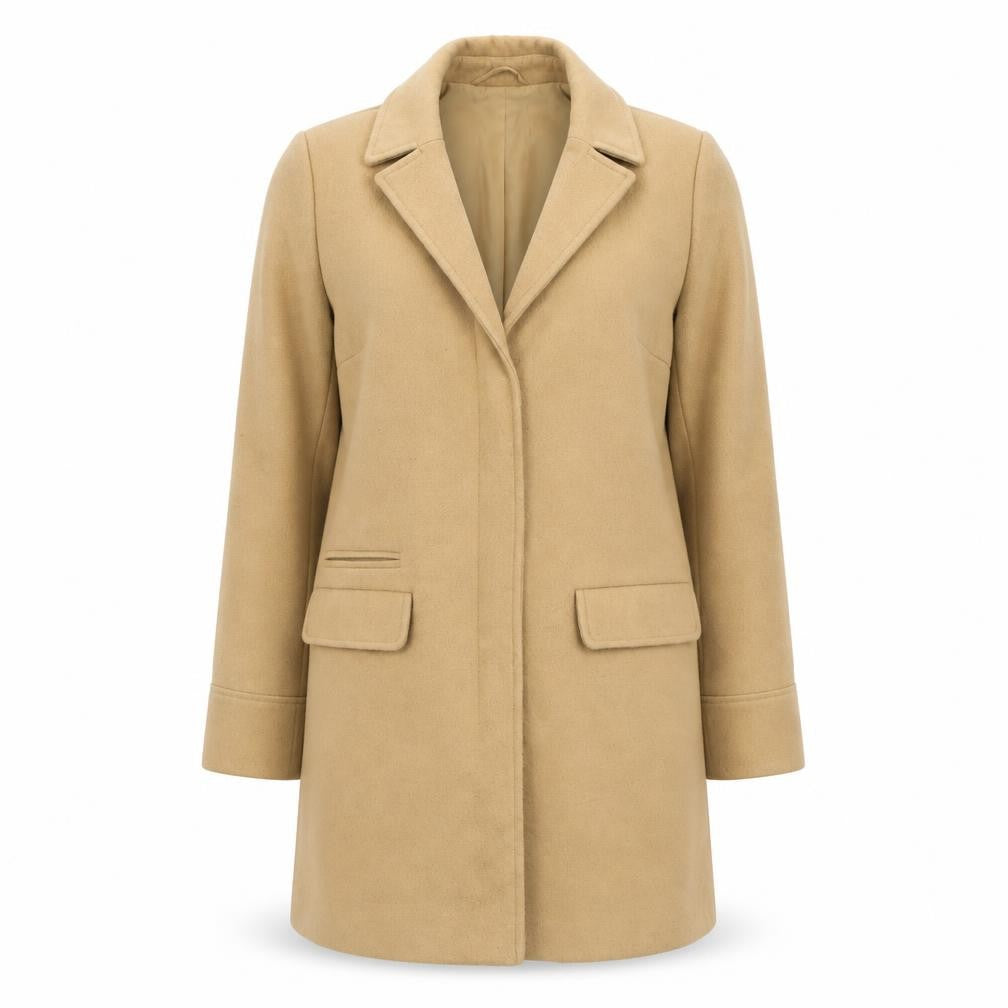 Topshop Women’s Petite Beige Wool Blend Mid-Length Coat Size 4