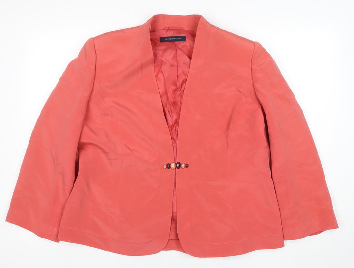 Windsmoor Women Pink Silk Lined Blazer Jacket UK 16 Shawl Collar