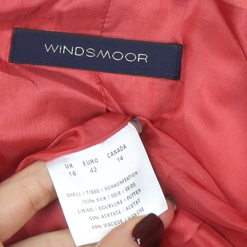 Windsmoor Women Pink Silk Lined Blazer Jacket UK 16 Shawl Collar