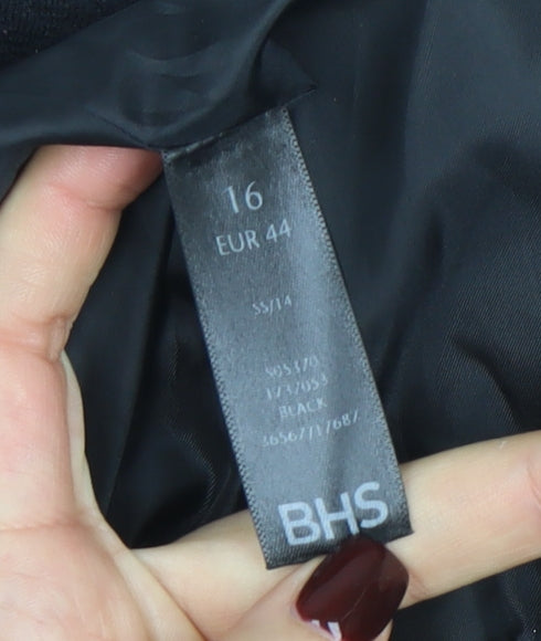 BHS Women Black Blazer Jacket Size 16 Classic Workwear