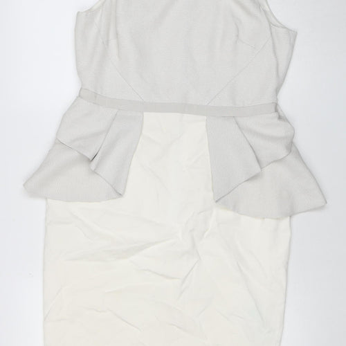 Coast Women's Ivory Sleeveless Peplum Knee Length Dress Size 14