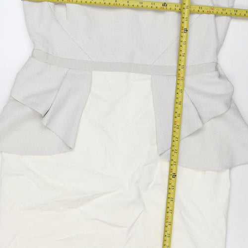 Coast Women's Ivory Sleeveless Peplum Knee Length Dress Size 14