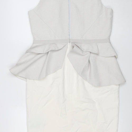 Coast Women's Ivory Sleeveless Peplum Knee Length Dress Size 14