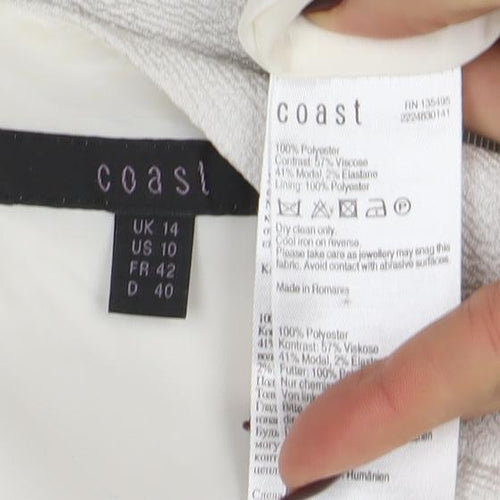 Coast Women's Ivory Sleeveless Peplum Knee Length Dress Size 14