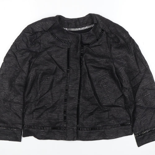 Jaeger Black Women's Size 8 Collarless Short Jacket