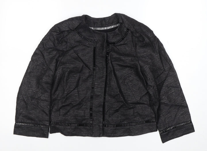 Jaeger Black Women's Size 8 Collarless Short Jacket