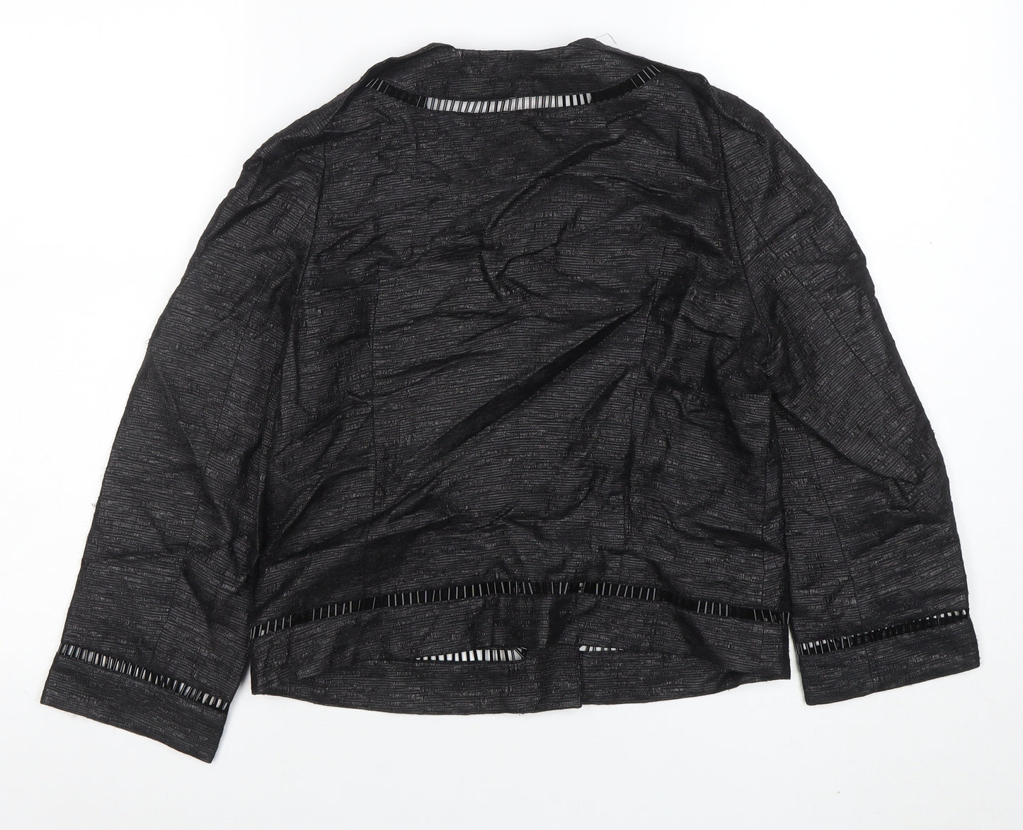 Jaeger Black Women's Size 8 Collarless Short Jacket