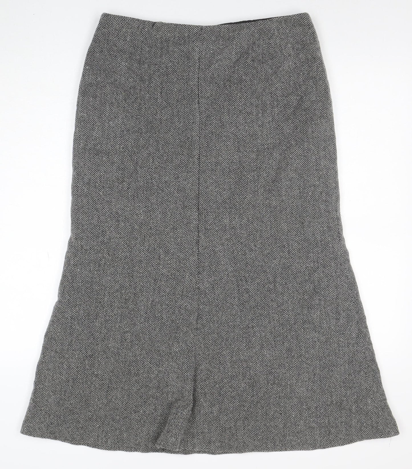 Marks and Spencer Womens Grey Wool Tweed Midi Pencil Skirt Size 14