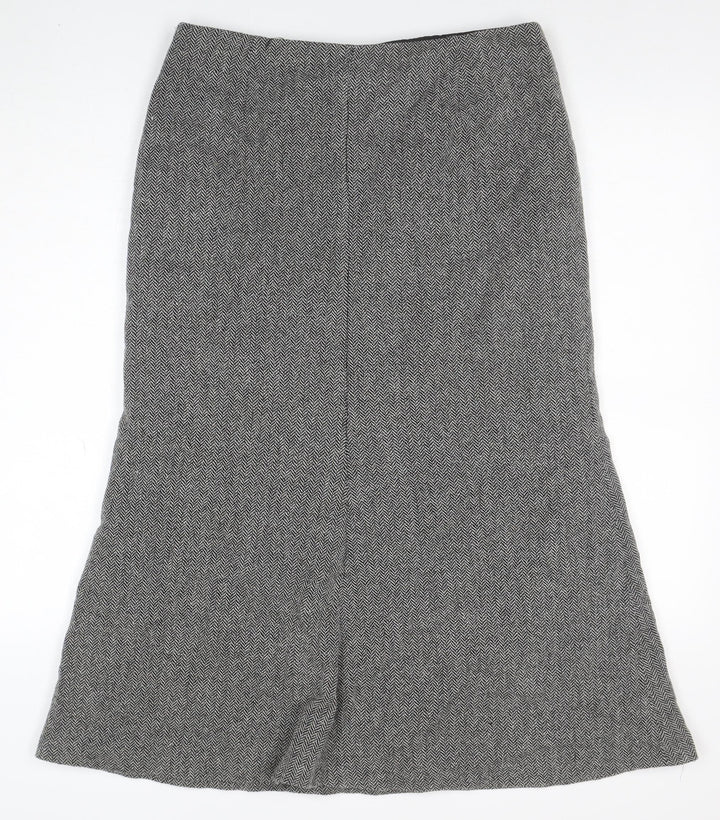 Marks and Spencer Womens Grey Wool Tweed Midi Pencil Skirt Size 14