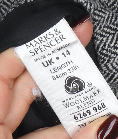 Marks and Spencer Womens Grey Wool Tweed Midi Pencil Skirt Size 14