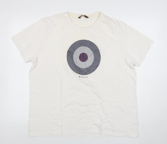 Ben Sherman Men's White XL Retro Target Graphic Cotton T-Shirt
