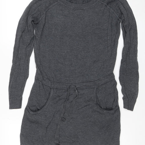 Kangol Women Grey XS Long Sleeve Knit Sweater Dress