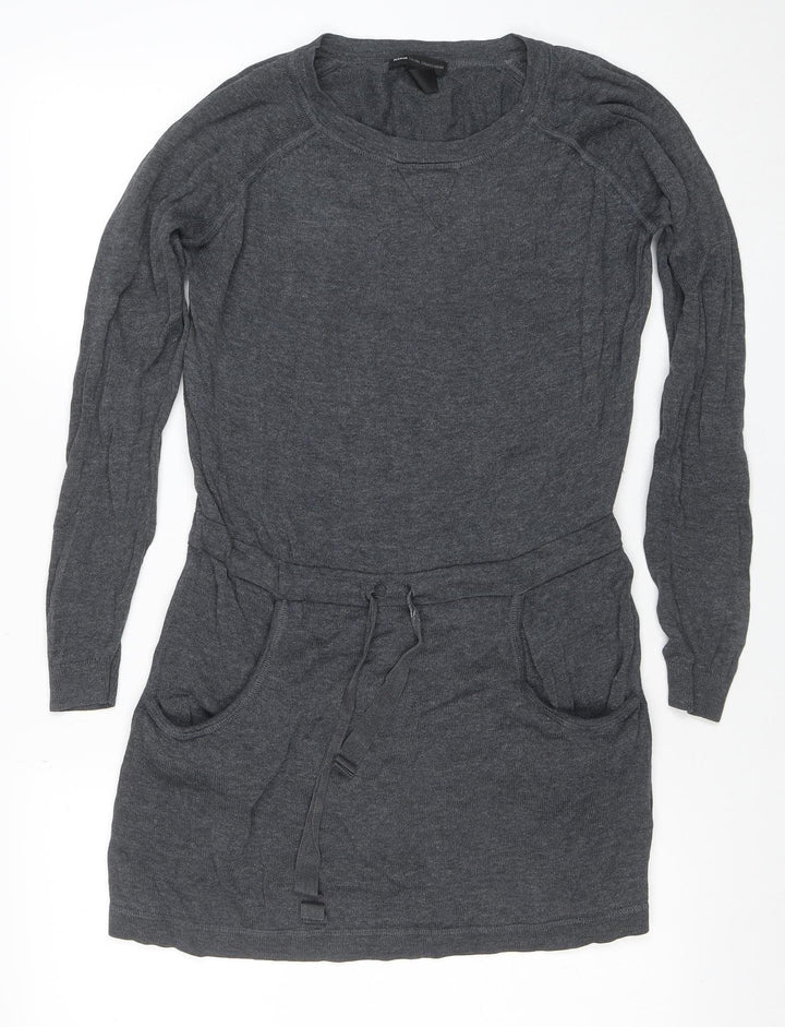 Kangol Women Grey XS Long Sleeve Knit Sweater Dress