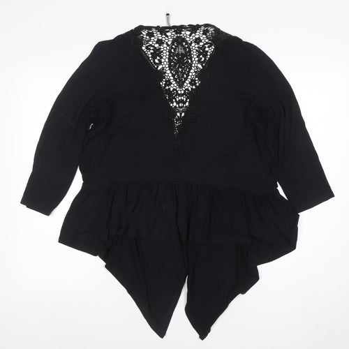 Roman Women’s Black Lace Back Wrap Jumper Viscose Blend Size 14