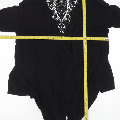 Roman Women’s Black Lace Back Wrap Jumper Viscose Blend Size 14