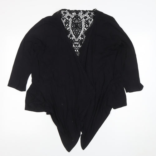 Roman Women’s Black Lace Back Wrap Jumper Viscose Blend Size 14