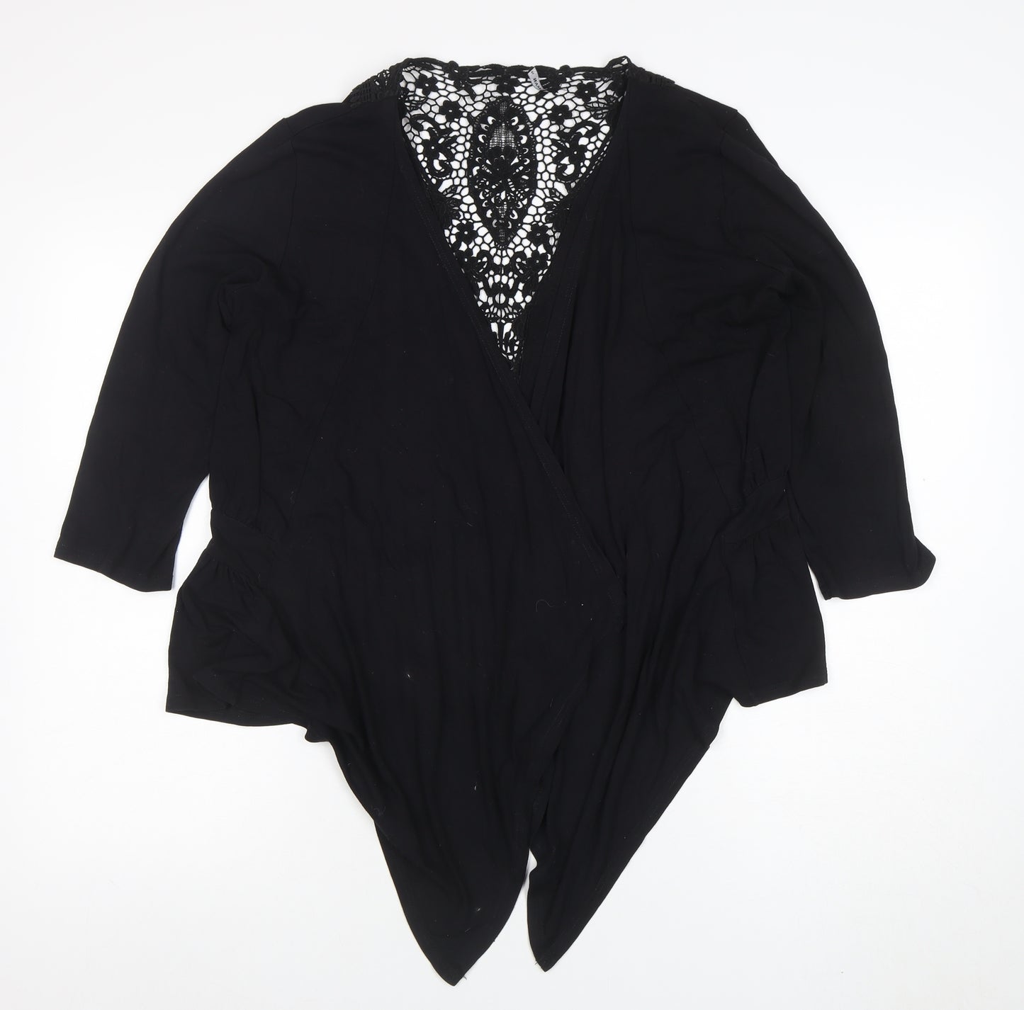 Roman Women’s Black Lace Back Wrap Jumper Viscose Blend Size 14