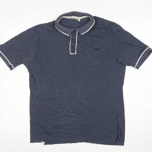 Lee Cooper Men's Blue Cotton Polo Shirt Size L Regular Fit