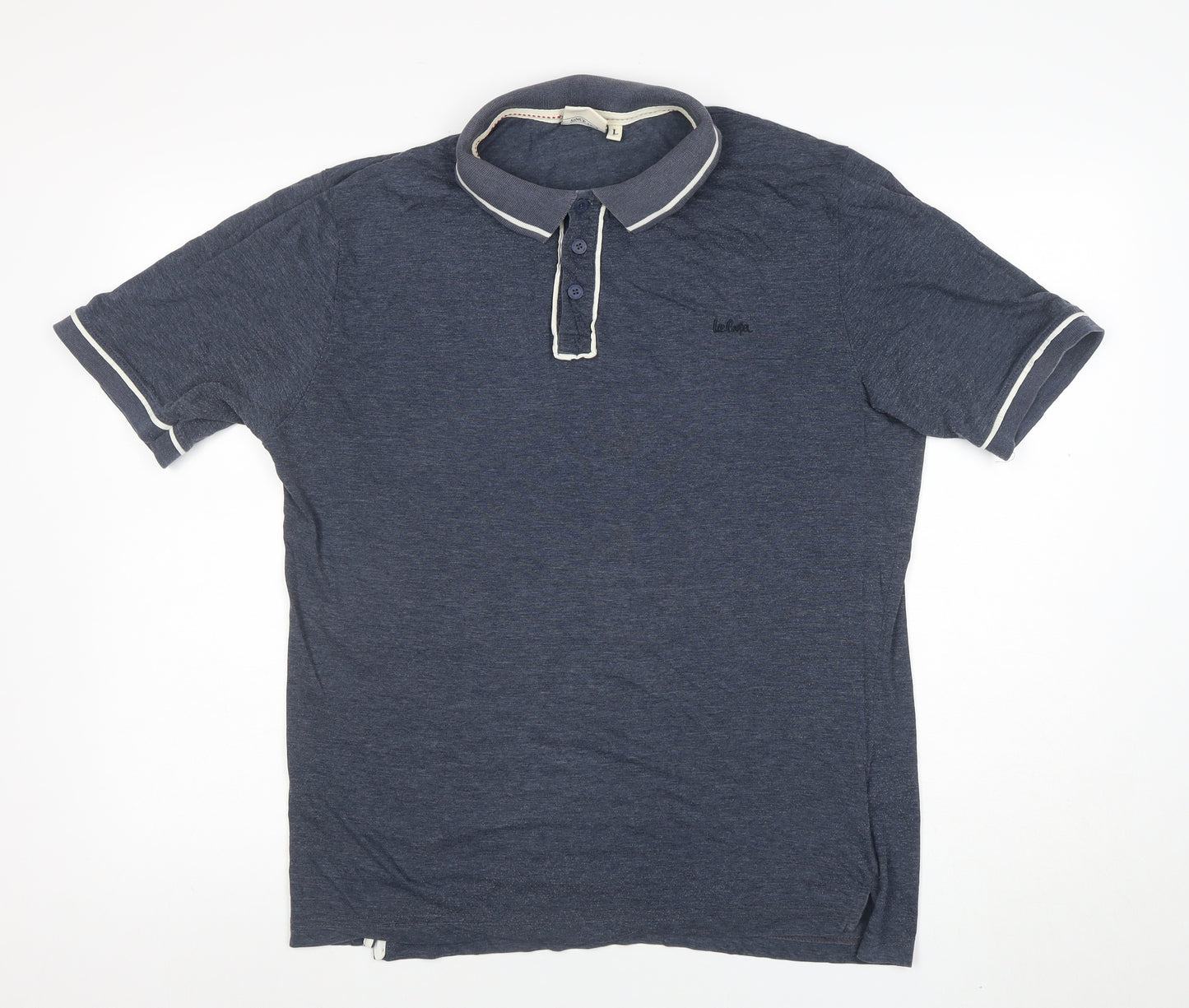 Lee Cooper Men's Blue Cotton Polo Shirt Size L Regular Fit