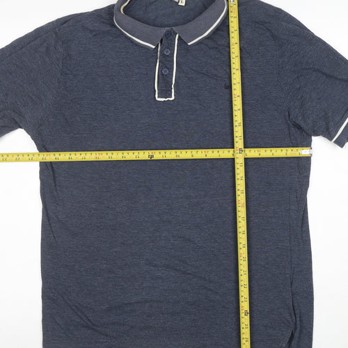 Lee Cooper Men's Blue Cotton Polo Shirt Size L Regular Fit