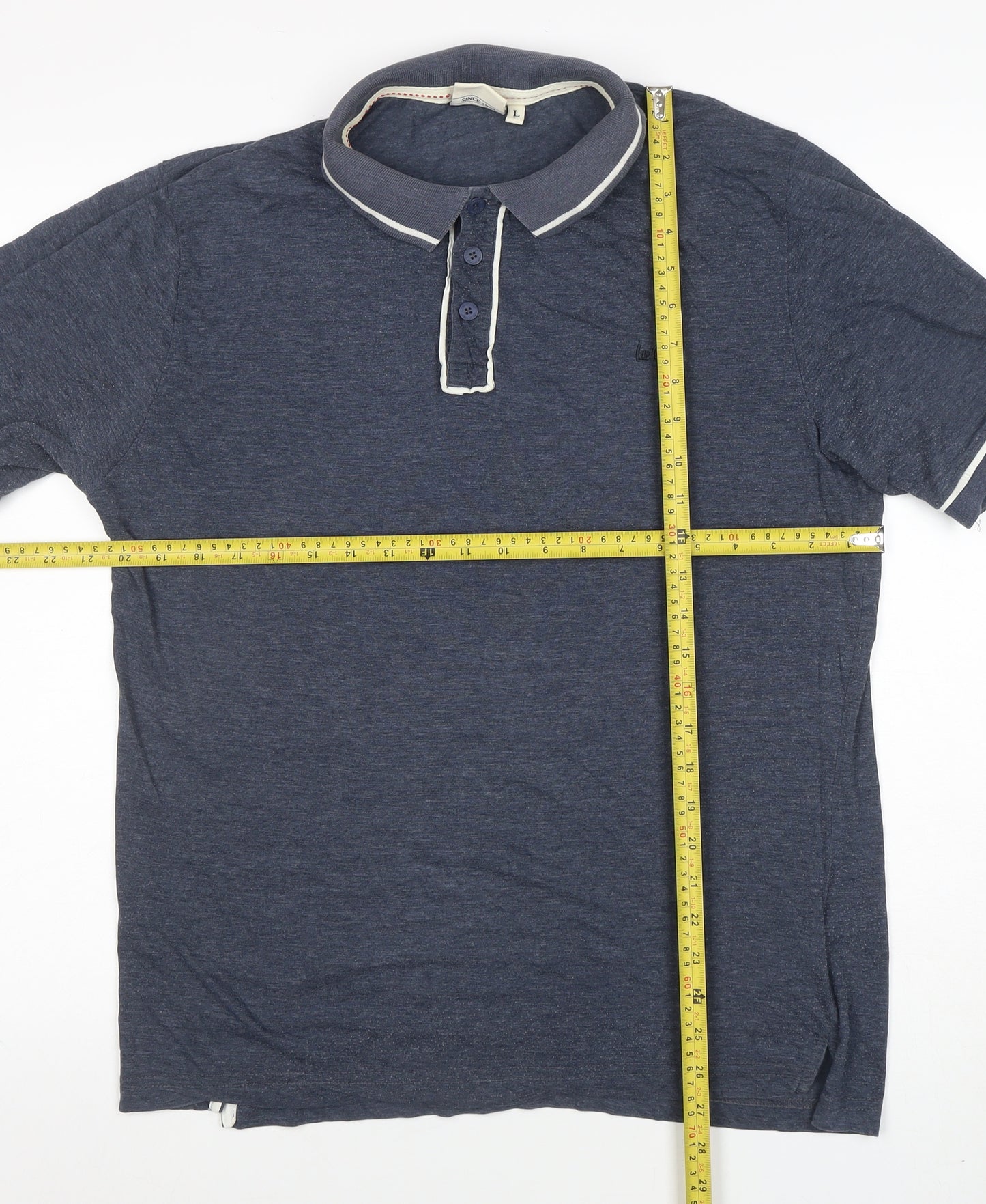 Lee Cooper Men's Blue Cotton Polo Shirt Size L Regular Fit