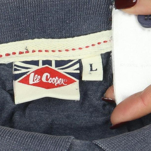 Lee Cooper Men's Blue Cotton Polo Shirt Size L Regular Fit