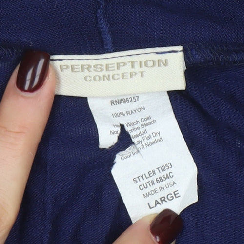 Perseption Concept Women's Blue Cardigan Size L Open Front Lightweight