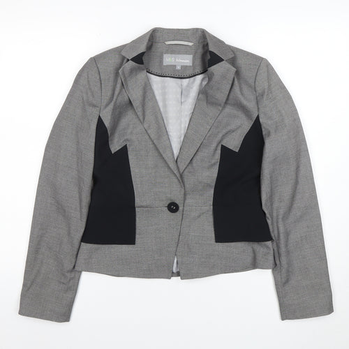 Marks and Spencer Women Grey Blazer Size 10 Tailored Single Breasted Jacket
