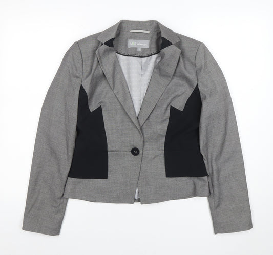 Marks and Spencer Women Grey Blazer Size 10 Tailored Single Breasted Jacket