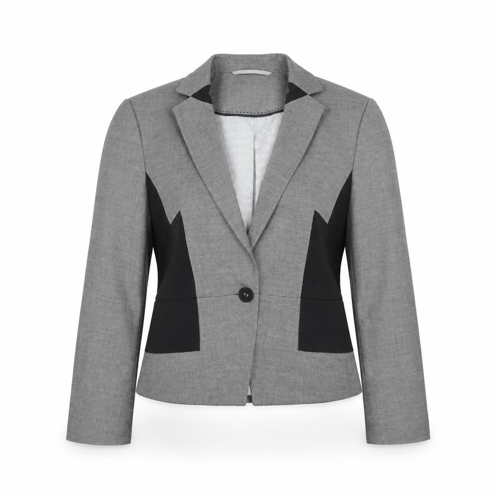 Front view of Marks & Spencer Women Grey Blazer, size 10, Tailored Single Breasted Jacket