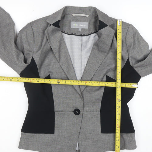 Marks and Spencer Women Grey Blazer Size 10 Tailored Single Breasted Jacket