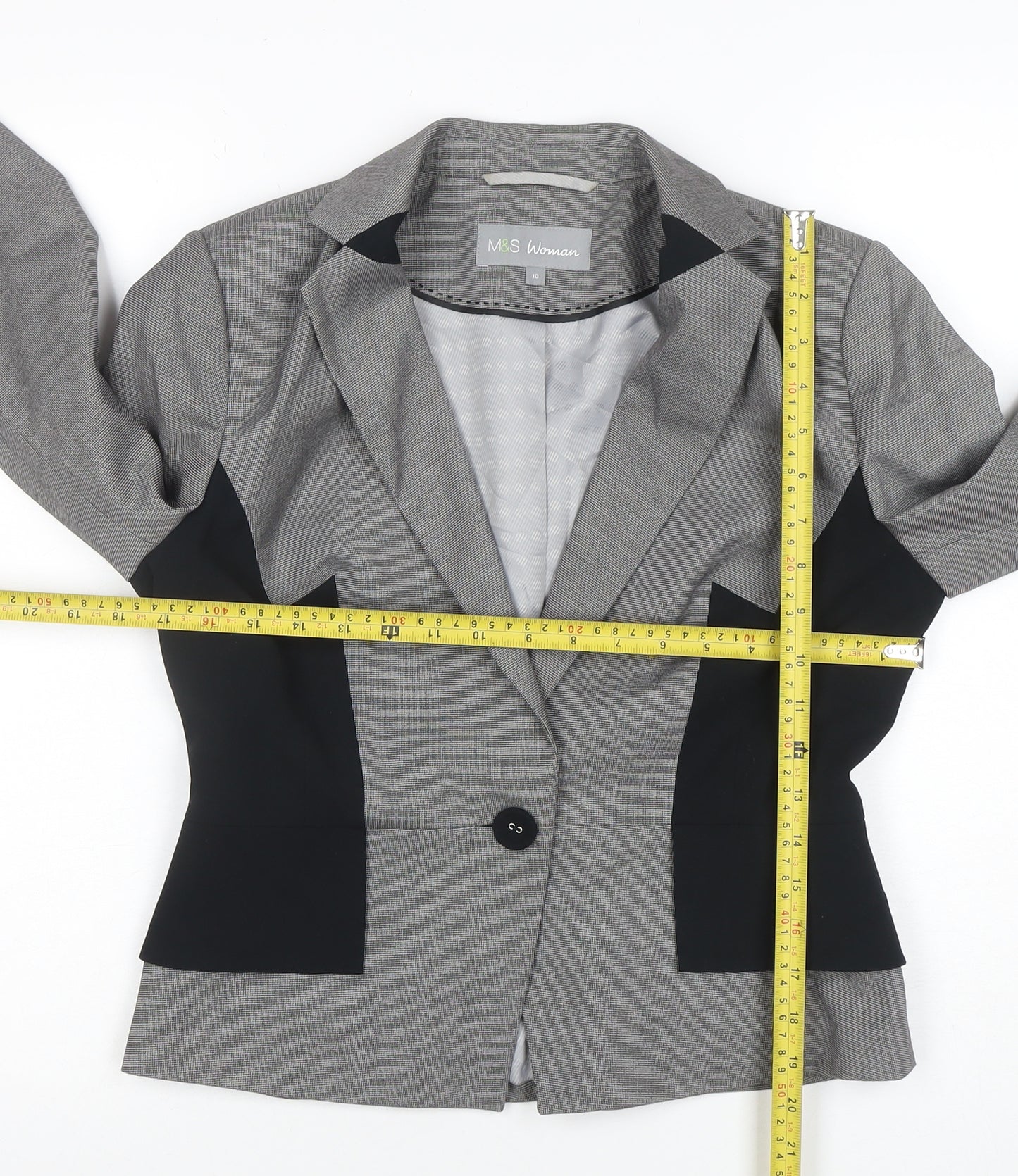 Marks and Spencer Women Grey Blazer Size 10 Tailored Single Breasted Jacket