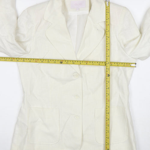 Evie Women's Ivory Linen Blend Blazer Size 12 Tailored Jacket
