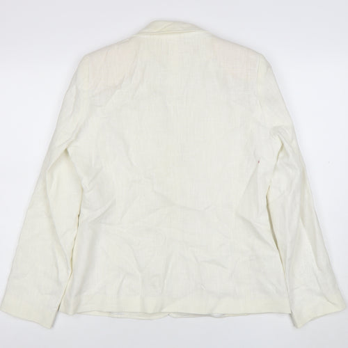 Evie Women's Ivory Linen Blend Blazer Size 12 Tailored Jacket