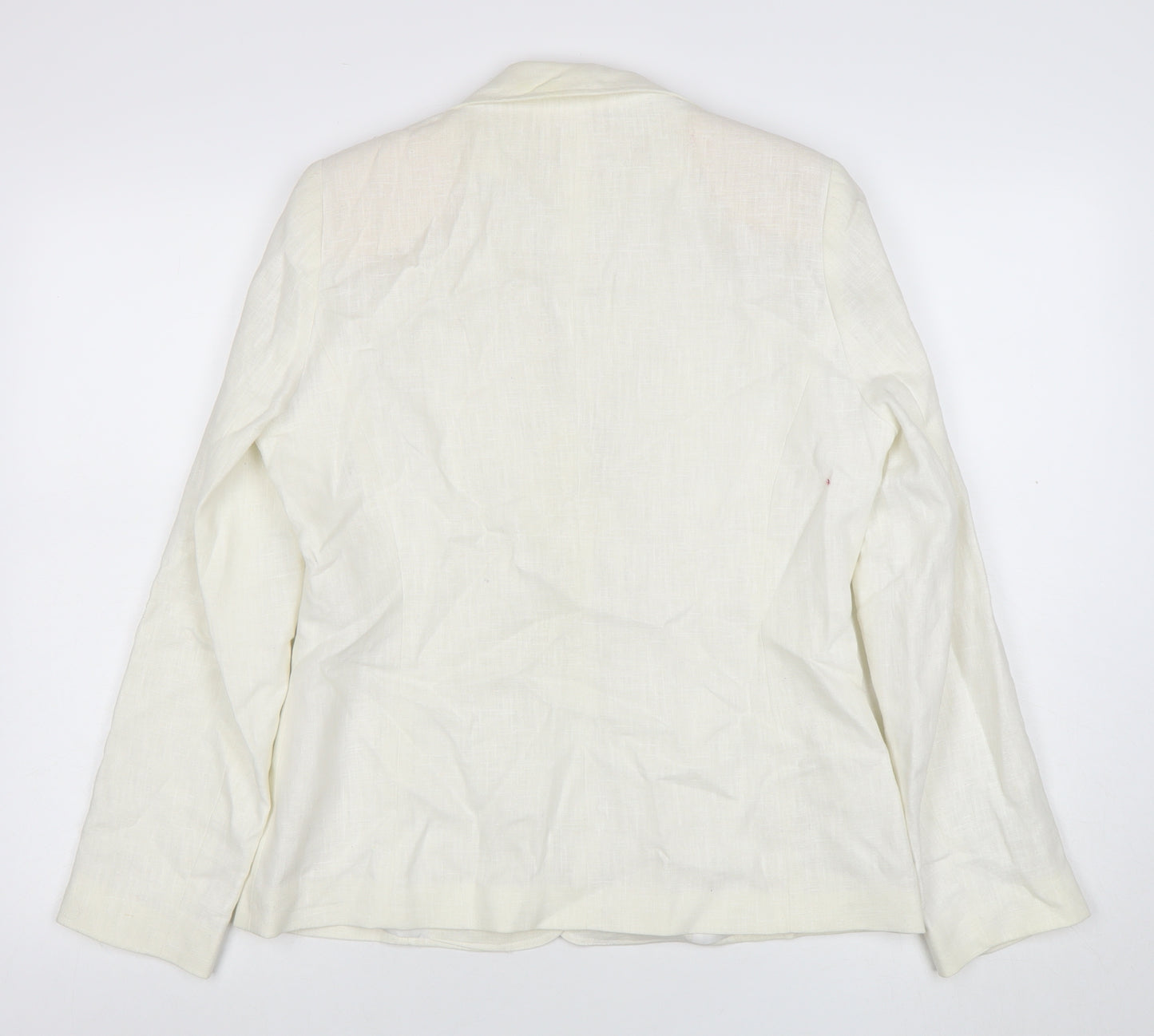 Evie Women's Ivory Linen Blend Blazer Size 12 Tailored Jacket
