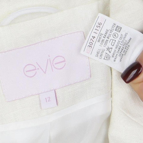 Evie Women's Ivory Linen Blend Blazer Size 12 Tailored Jacket