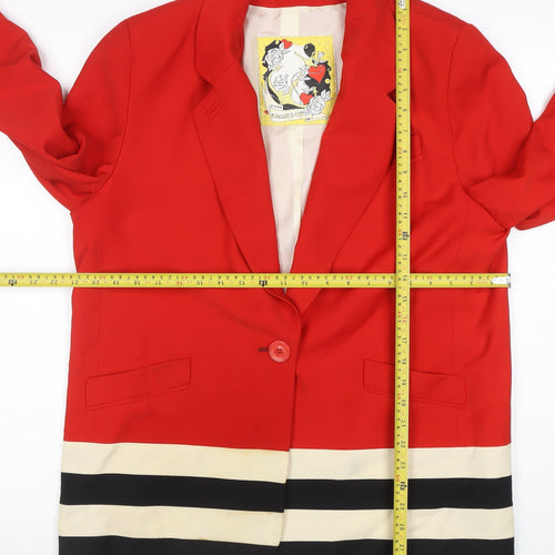 Cache D'or Womens Red Wool Blazer Size 16 Single-Breasted Tailored Jacket