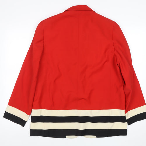 Cache D'or Womens Red Wool Blazer Size 16 Single-Breasted Tailored Jacket
