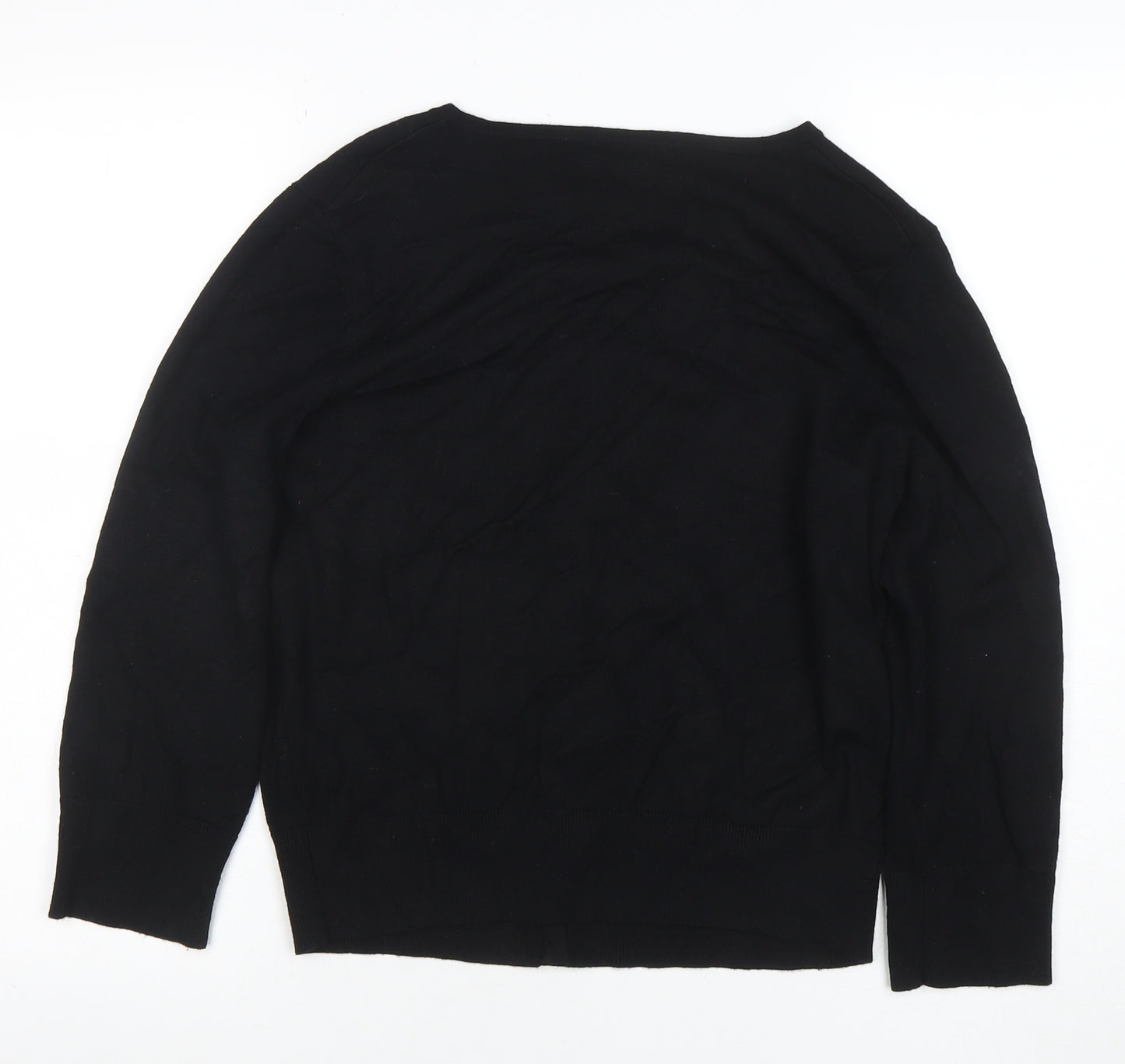 Cable & Gauge Women's Black L Knit Embroidered Cardigan