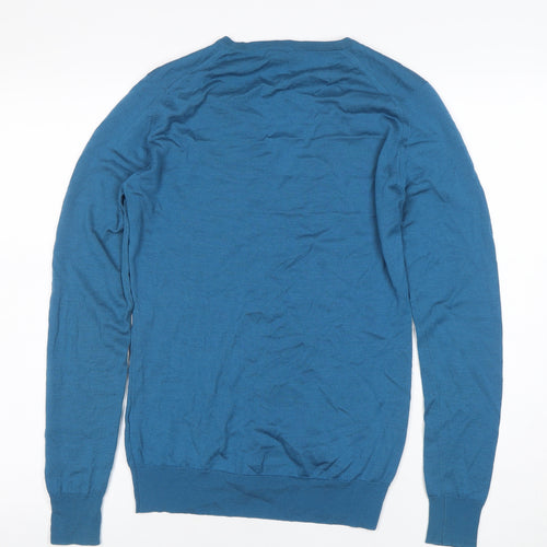 John Smedley Women's Blue Merino Wool V-Neck Cardigan M