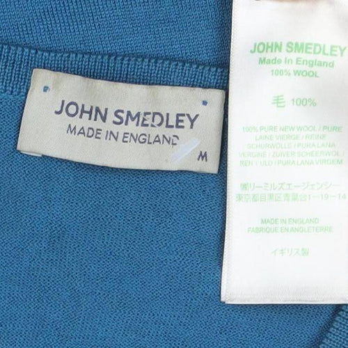 John Smedley Women's Blue Merino Wool V-Neck Cardigan M