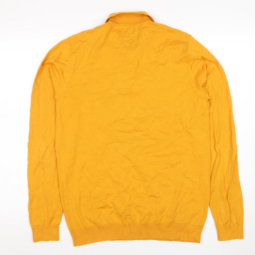 Next Men's Yellow Long Sleeve Cotton Polo Shirt M