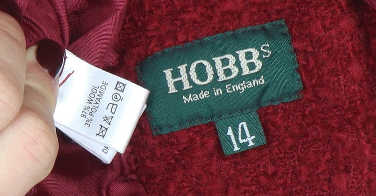 Hobbs Women Red Wool Blazer Jacket Size 14 Classic Short Tweed