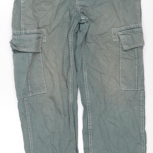 Bershka Men’s Green Wide-Leg Cargo Jeans Size 30